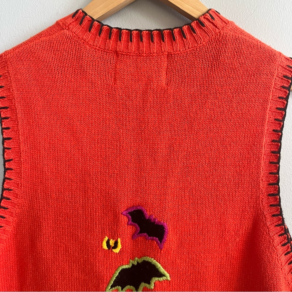 Tiara International Vintage Halloween Ghost Patchwork Sweater Vest Size Large - Picture 7 of 8